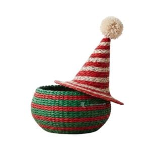 Water Hyacinth Hat-Shaped Christmas Basket I Viettimecraft